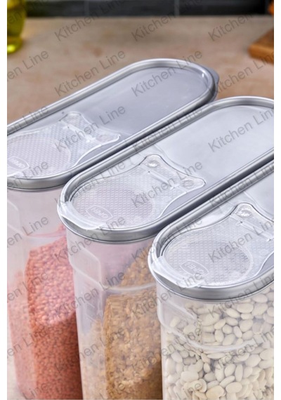 Erzak Bakliyat Kiler Saklama Kabı 3lü, 4lt Renkli