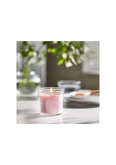 Ikea Lugnare Cam İçinde Kokulu Mum, Yasemin/pembe , Çap: 7,5 Cm Çok Renkli