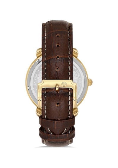 Hıslon Cl203g-02kg Kahverengi Deri Kordon Erkek Kol Saati Altın