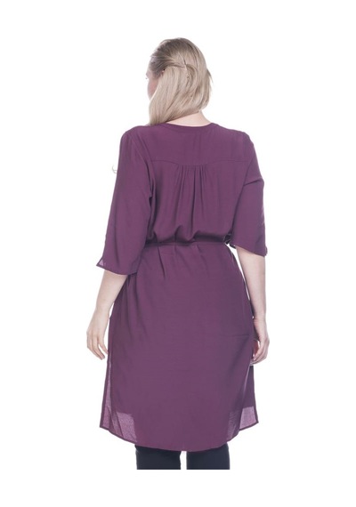 Myline Düğmeli Beli Kuşaklı Tunik-bordo Bordo