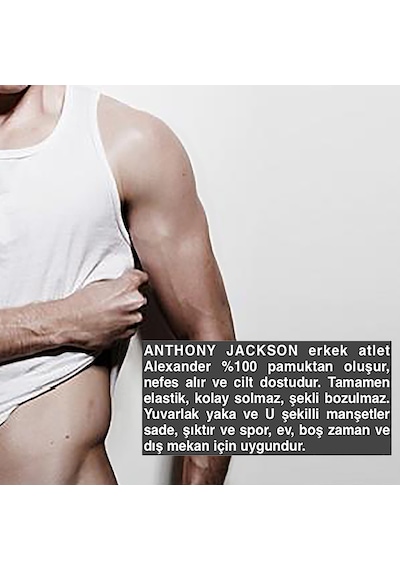 Anthony Jackson 5'Li Premium Klasik Alexander Uzun Taranmış İnce Fitilli Organik Pamuk Erkek Atlet