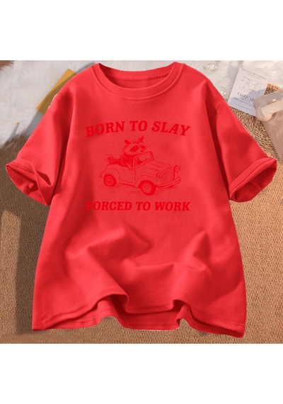 Flood Of Style Doğan Öldürmek Zorunda T Shirt Çalışmak Boy Retro Karikatür Grafik T Shirt Meme Çöp Panda T-s Kırmızı