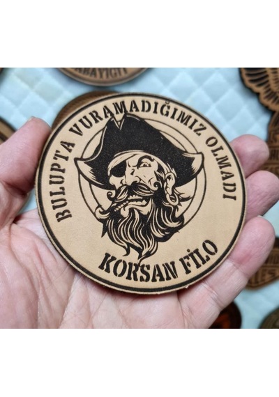 Korsan Filo- Deri Peç - Arma - Askeri Patch 8 Cm Çap Çok Renkli