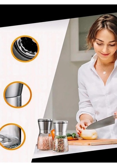 1 Adet Cam Hazneli Tuz Ve Karabiber Değirmeni Yüksek Kalite Baharat Öğütücü El Değirmeni