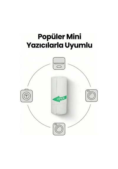 Kendinden Yapışkanlı Çocuk Kamera Baskı Kağıdı, 5'li Rulo 57x25mm Baskı Termal Kağıt Rulo