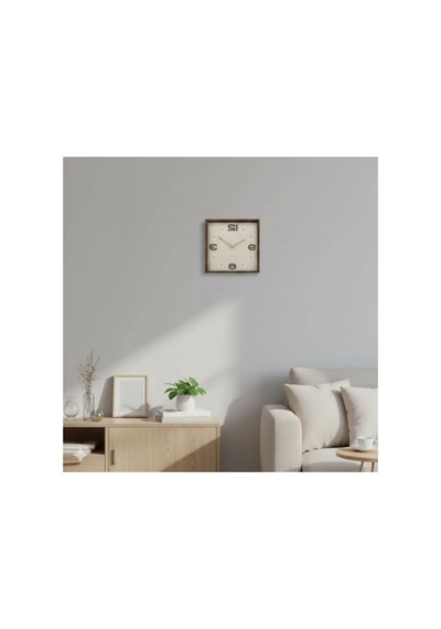 Kare Ahşap Duvar Saati - 30 Cm, Kahverengi 0240-keçe-şekilli-48cm