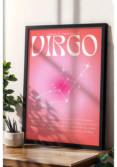 Virgo Başak Burcu Çerçeveli Tablo Aura Enerji Renkleri Astrolojik Takım Yıldızı Sembolü