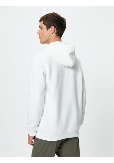 Koton Basic Kapşonlu Sweatshirt Uzun Kollu Ribanalı Beyaz 4sam70001mk Beyaz