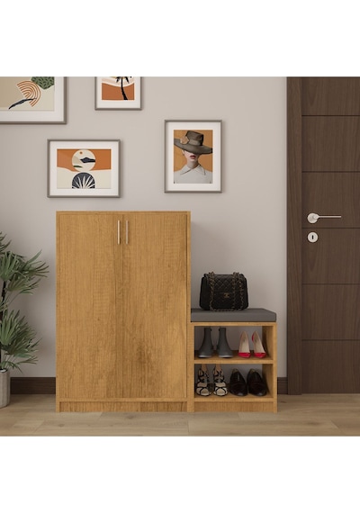 Asra Trend Puflu Ayakkabılık A-25 %100 MDF Minderli Geniş Portmanto Petra