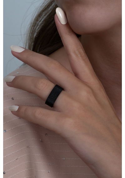 Unisex 8mm Esnek Örgü Hasır Çelik Yüzük Sb1sb2 001