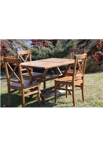 Çeşme Lüks Ahşap Bahçe Balkon Seti: 80X120 Katlanır Masa + 4 Sandalye Çeşme Lüks Ahşap Bahçe Balkon Seti: 80X120 Katlanır Masa + 4 Sandalye