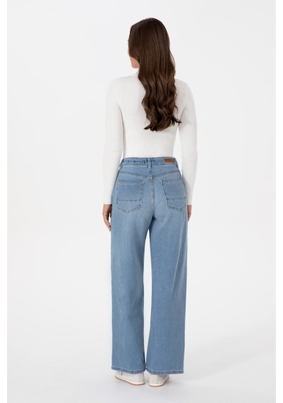 U.S. Polo Assn. Kadın Açık Mavi Loose Fit Jean Pantolon 50316568-DN0021