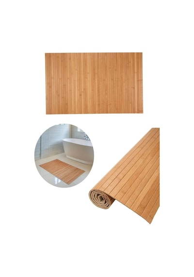 Bambu Kaydırmaz Tabanlı Banyo Paspası/ Matı Katlanabilir Koku Yapmaz Paspas 70 45 Cm Kahverengi