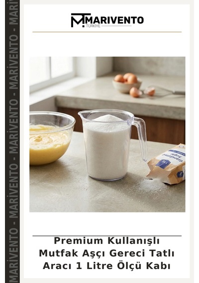Premium Kullanışlı Mutfak Aşçı Gereci Tatlı Aracı 1 Litre Ölçü Kabı Çok Renkli
