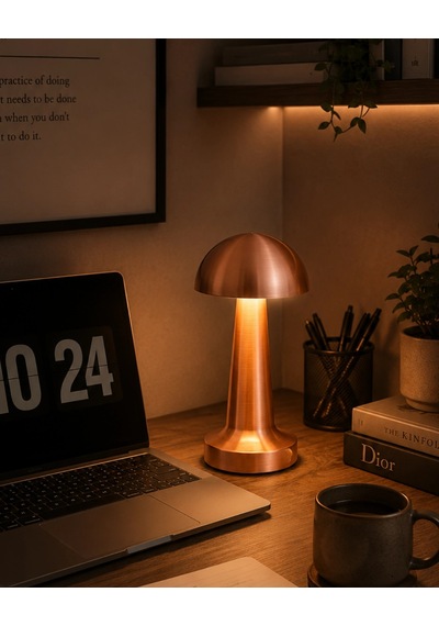 Modern Bronz Mantar Masa Lambası Led Dokunmatik Dekoratif Aydınlatma Çok Renkli 27859930