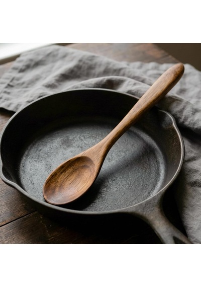 Ceviz Ağacı El Yapımı Tahta Kaşık Ve Spatula Seti 30 Cm Çok Renkli