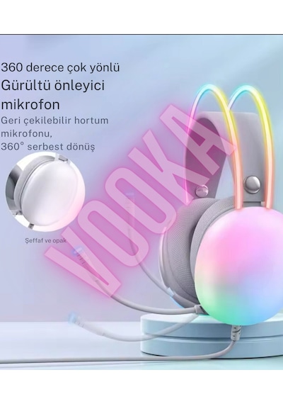 7.1 A Rgb Profesyonel Gaming Mikrofonlu Gamer Oyuncu Kulaklığı Usb Pc Ps Xbox Işıklı Rengarenk