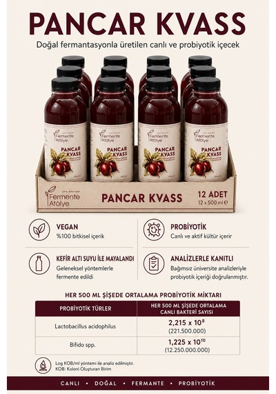12 Adet Pancar Kvass 500 Ml. Pet Şişede