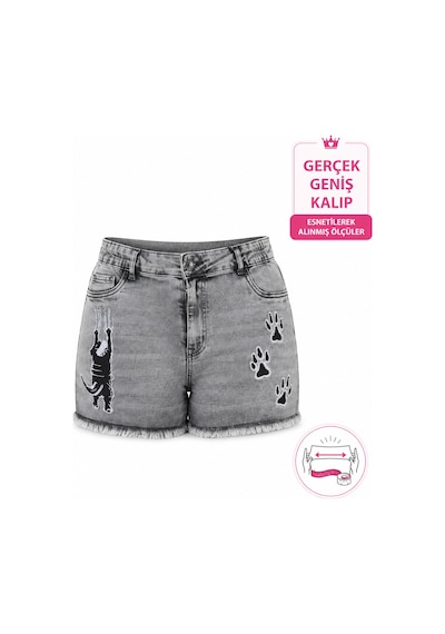 Zanessi Fashıon Zanessi Büyük Beden Denim Şort Kedi Nakışlı Pamuklu Elastan Yazlık Kadın Jean Şort Siyah Zanessi Fashıon Zanessi Büyük Beden Denim Şort Kedi Nakışlı Pamuklu Elastan Yazlık Kadın Jean Şort Siyah