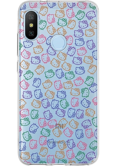 Xiaomi Mi A2 Lite Uyumlu Kapak Hello Kitty Tasarımlı Şeffaf Silikon Kılıf Şeffaf