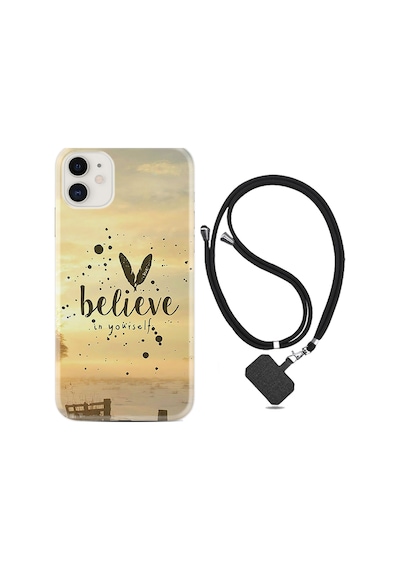 Apple Uyumlu iPhone 13 Kılıf Boyun Askılı Belive in Yourself 1316