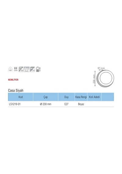 Luster 18w S.ü. Casa Kafesli Led Armatür Siyah Kasa 6500k