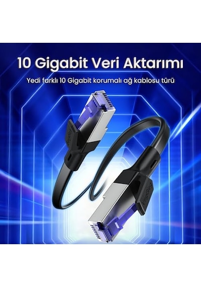 Cat7 10gbps Gigabit 600mhz Ftp Rj45 Flat Ethernet Kablosu 3 Metre Diğer