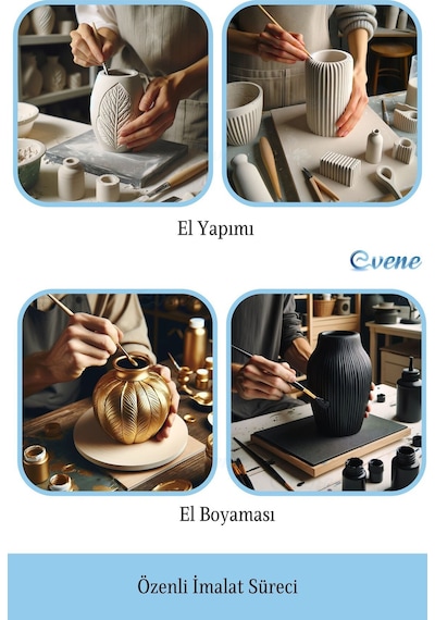 Vazo Küçük Vazo Masa Üstü Vazo Ev Dekorasyon Vazo Model 36 Altın Altın