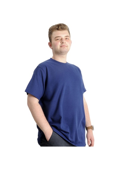 Mode Xl Büyük Beden Erkek T-Shirt Bisiklet Yaka Waffle 20033 Indigo 001