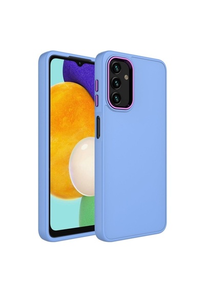 Galaxy A04 Kılıf Metal Çerçeve Ve Buton Tasarımlı Silikon Zore Luna Kapak Lila