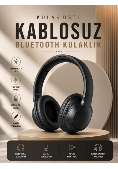 Kablosuz Bluetooth Kulaklık Kulak Üstü Mikrofonlu 5.0 Bluetooth Anc Özelliği 1