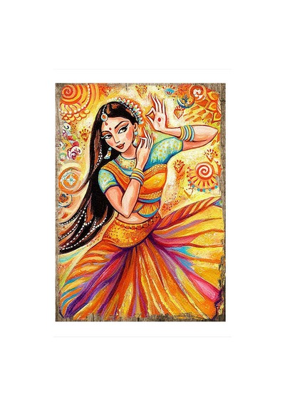 Bedeko Dans Eden Hint Kadın Desenli Ahşap Tablo 50 Cm X 70 Cm