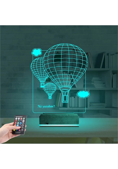 Luvivia Uçan Balon Kişiye Özel 3d Lamba - Masa Gece Lambası Şeffaf