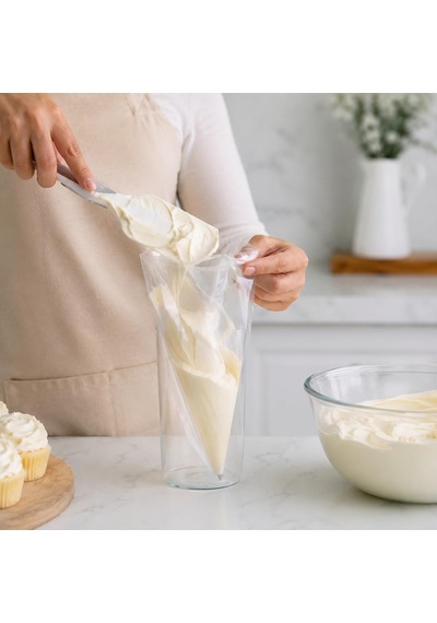 L Boy Tek Kullanımlık Krema Torbası, 50 Adet Şeffaf Pasta Ve Cupcake Süsleme Torbası