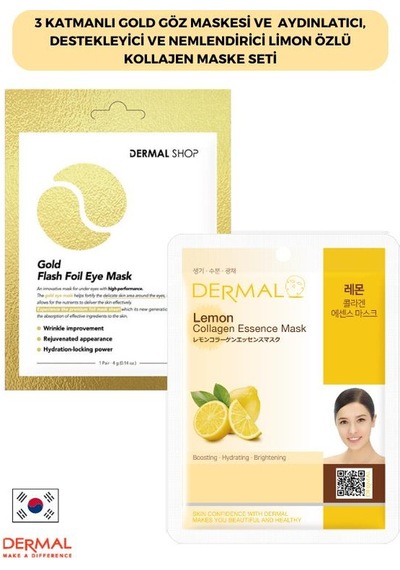 Dermal 3 Katmanlı Gold Göz Maskesi + Limon Özlü Kolajen Maskesi 23 G