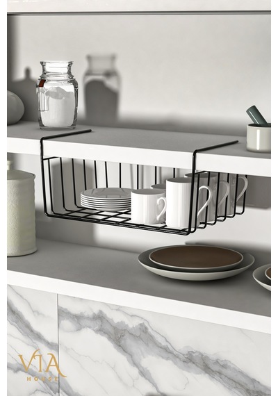Dolap İçi Düzenleyici Kanguru Raf Asılabilir Raf Fincanlık Tabaklık Organizer Metal 35 X 26 Siyah Tr Diğer