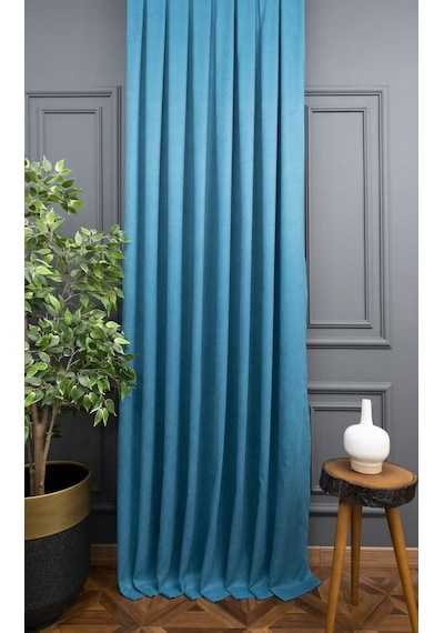 Evdepo Home Deniz Soft Pileli Fon Perde Turkuaz