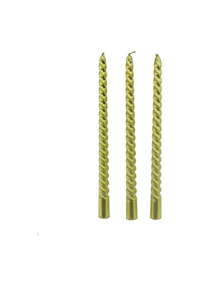 Mutluadim 3 Adet 25Cm Şamdan Mum Varaklı Spiral