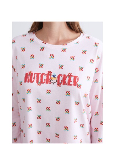 Lcw Young Pembe Bisiklet Yaka Yılbaşı Temalı Kadın Pijama Takımı