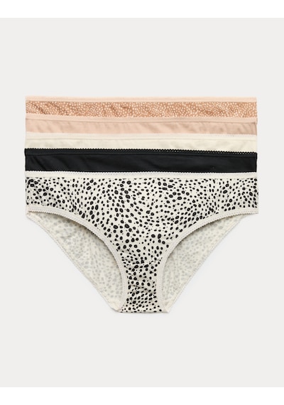 Marks & Spencer 5'li Saf Pamuklu Bikini Külot Seti T61008800N Siyah Mix