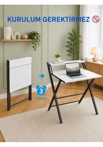 Bodo Metal Ayaklı Laptop Masası Katlanır Çalışma Masası Raflı Masa Katlanır Laptop Sehpası Siyah - Beyaz Bodo Metal Ayaklı Laptop Masası Katlanır Çalışma Masası Raflı Masa Katlanır Laptop Sehpası Siyah - Beyaz