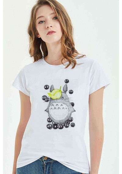 My Neighbor Komşum Totoro Baskılı Beyaz Kadın Tshirt (534308048)