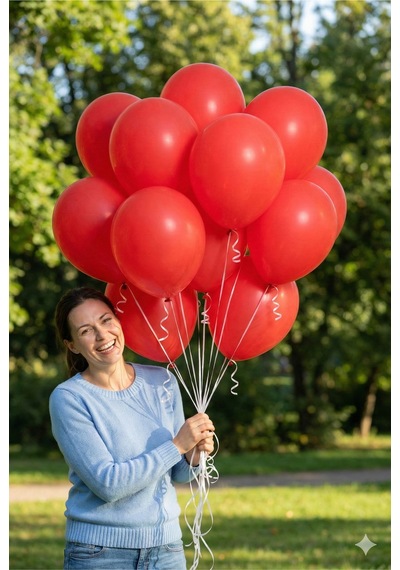 Pastel Balon 11 İnc 28 Cm Doğum Günü Parti Malzemeleri 10 Adet Kırmızı