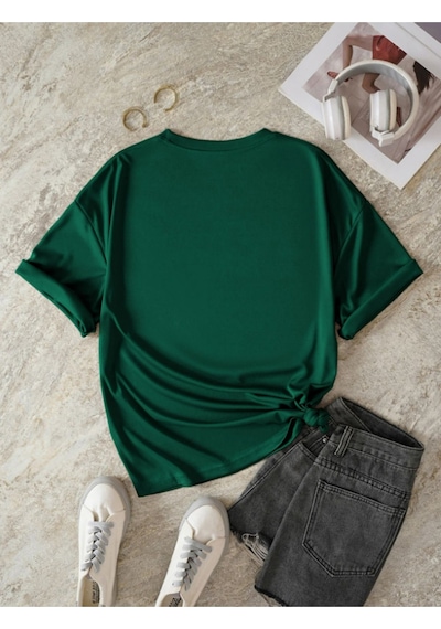 Unisex Eriyen Kalpler Ön Baskılı Tasarım Tshirt Yeşil
