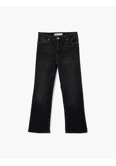 Koton Yüksek Bel Dar Kalıp Düğmeli Cepli İspanyol Paça Crop Jean Pantolon - Flare Jeans Siyah 7wal40010md Koton Yüksek Bel Dar Kalıp Düğmeli Cepli İspanyol Paça Crop Jean Pantolon - Flare Jeans Siyah 7wal40010md