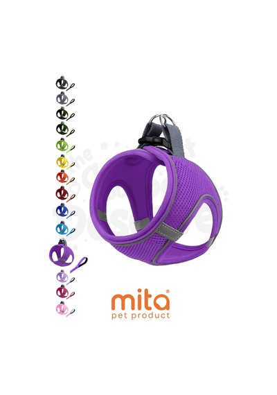 Mita Air Mesh Kedi Köpek Göğüs Tasması Çift Reflektörlü, Terletmeyen Mor
