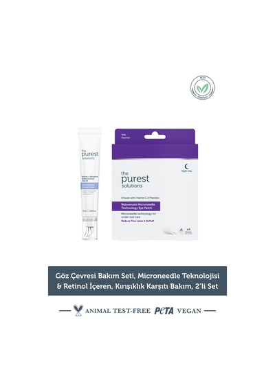 The Purest Solutions Göz Çevresi Bakım Seti, Microneedle Teknolojisi & Retinol İçeren, Kırışıklık Karşıtı Bakım, 2’li Set