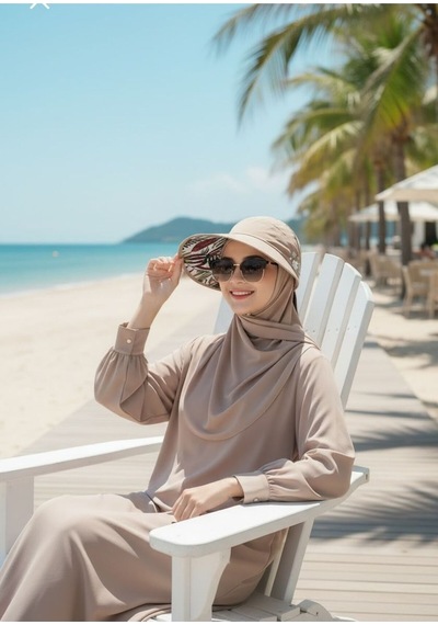 Giyu Shop Kadın Çiçek Desenli Yazlık Vizör Şapka Camel