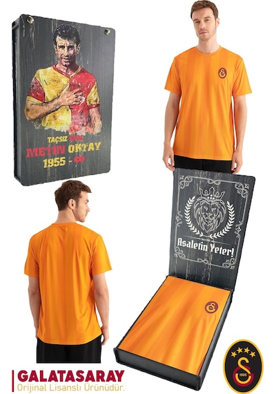 Galatasaray Lisanslı Match Day T-shirt Metin Oktay Baskılı Ahşap Kutulu 106 Sarı