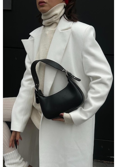 Shule Bags Muse Oval Baget Kadın Çanta Siyah Siyah